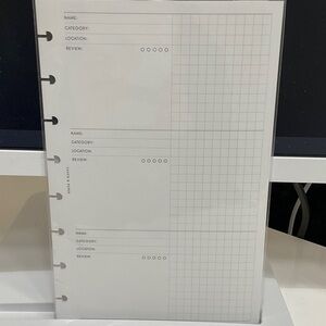 Cloth and Paper Experience Tracker Inserts in Half Letter size